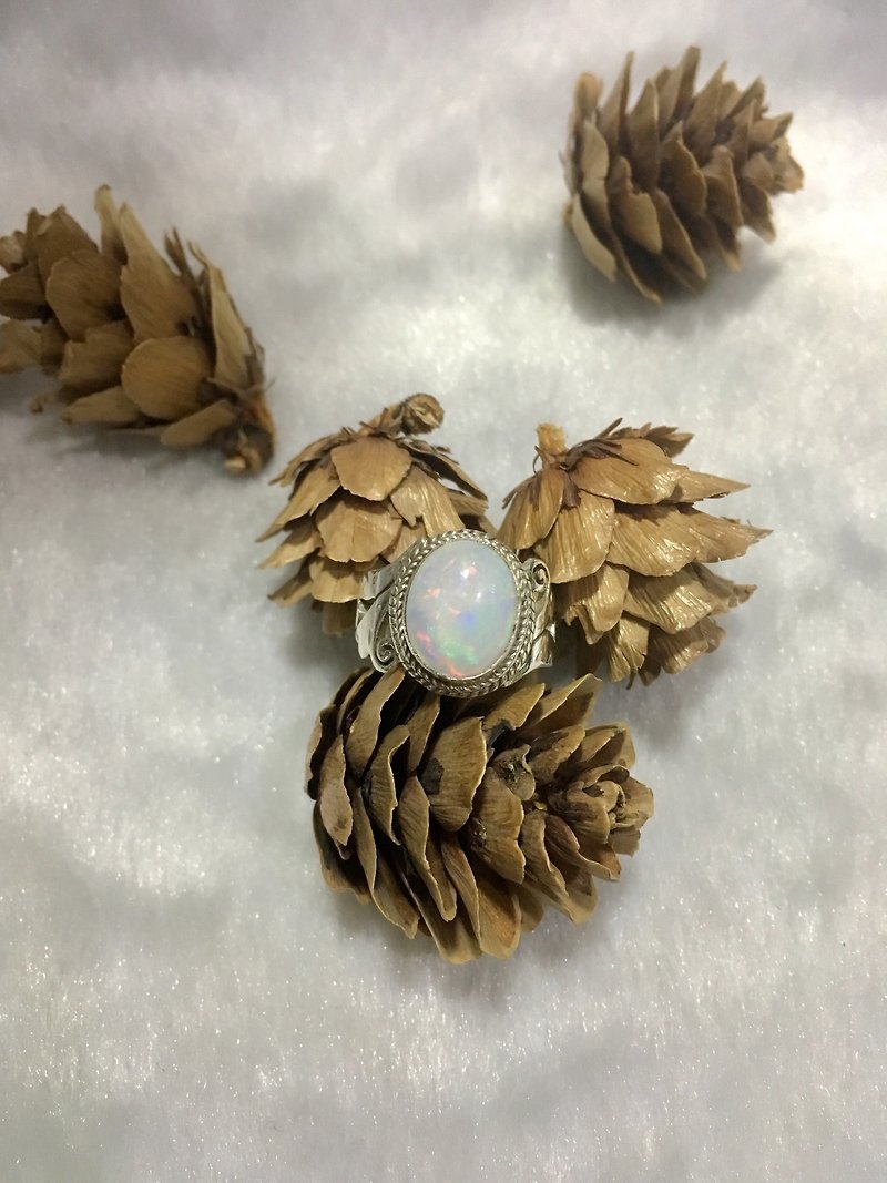 Opal Ring in special design Handmade in Nepal 92.5% Silver - General Rings - Gemstone 