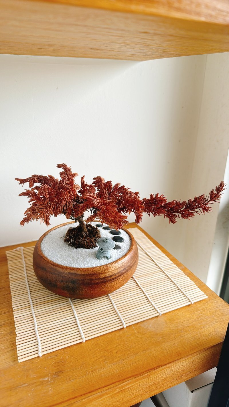 Pure natural wabi-sabi wind Japanese Zen garden potted plant Zen dry landscape dry pine tree potted plant gift zen - ของวางตกแต่ง - พืช/ดอกไม้ สีนำ้ตาล