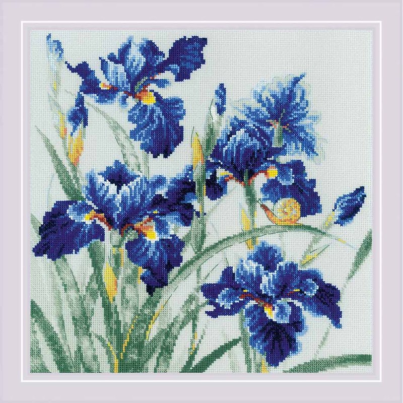 2102 - RIOLIS Cross Stitch Material Pack - Blue Iris - Knitting, Embroidery, Felted Wool & Sewing - Other Materials 