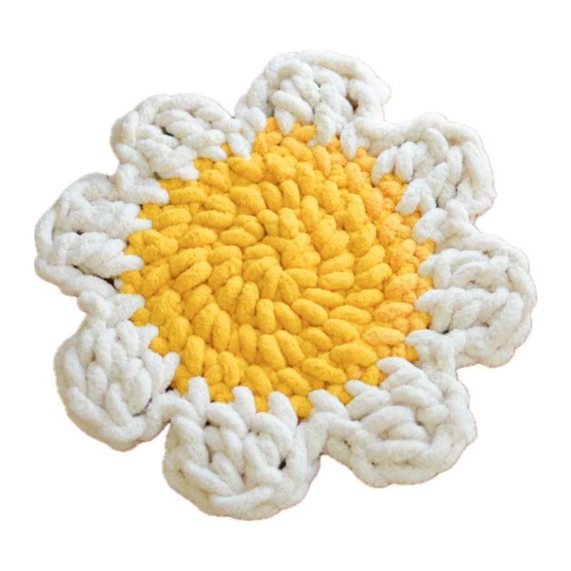 【MOMOCAT】Flowered hand-woven round mat - ที่นอนสัตว์ - ผ้าฝ้าย/ผ้าลินิน 