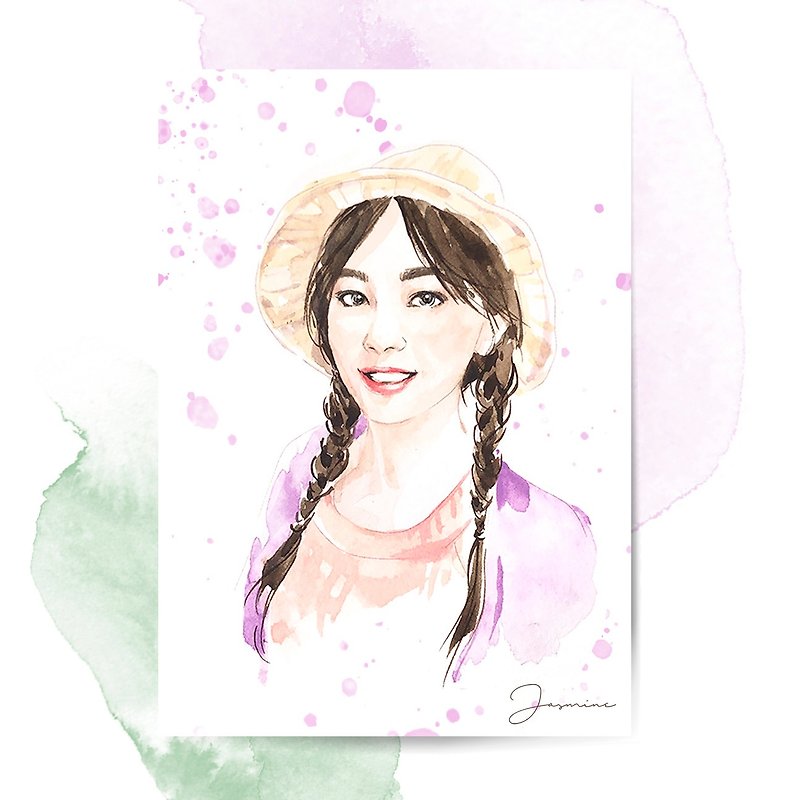 Custom watercolor portrait - Customized Portraits - Paper Multicolor