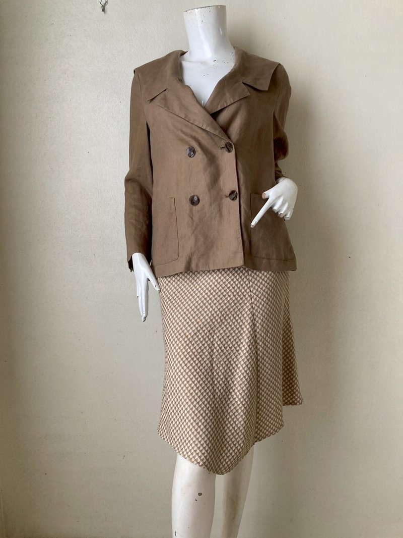 Vintage Karl Lagerfeld Linen Blouse / Brown jacket Size Medium - 女大衣/外套 - 棉．麻 