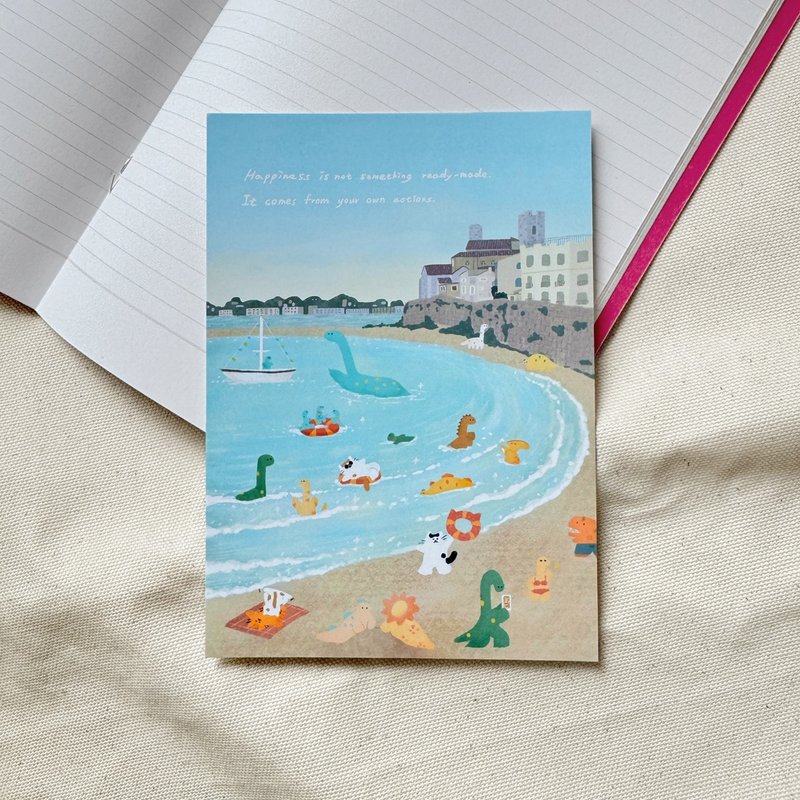 蔚藍海岸 恐龍明信片 - 心意卡/卡片 - 紙 藍色