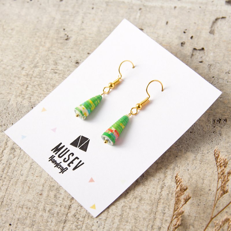 Famous painting series - flowers and plants grass cone small earrings II - Earrings & Clip-ons - Paper Multicolor