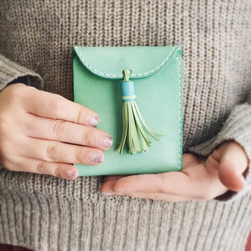 流蘇Hafuworetto柔和的綠色 - 銀包 - 真皮 綠色