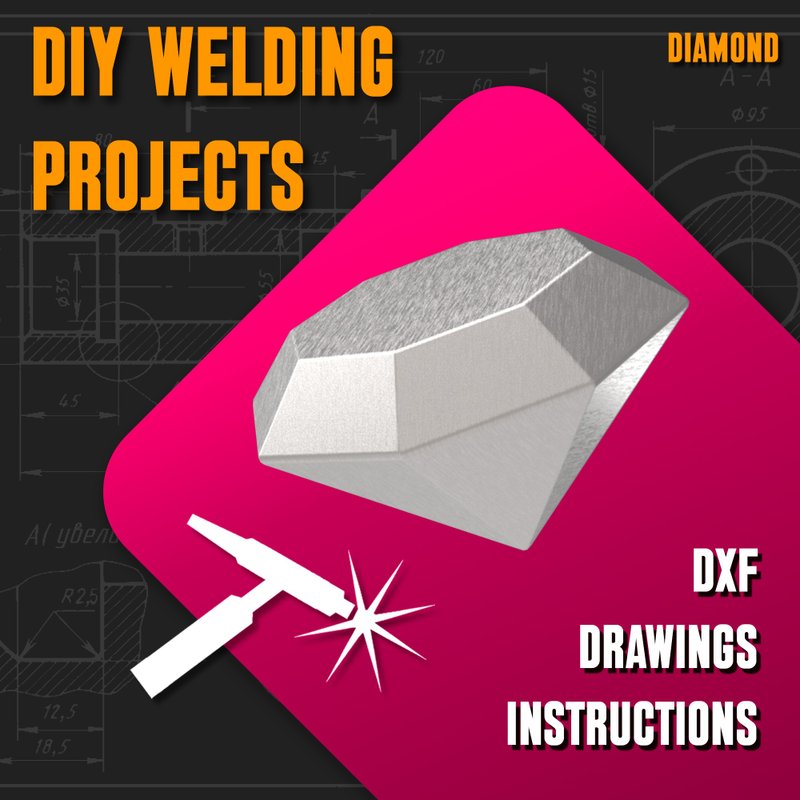 Welding Project Plans Drawings Diamond (DXF, PDF) - 圖文模板設計 - 其他材質 