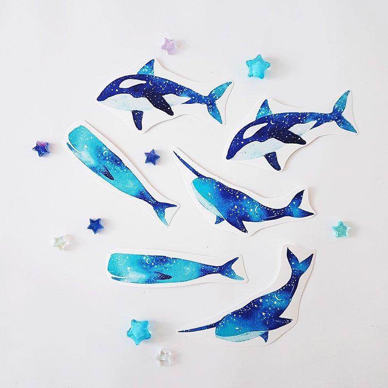 紙 貼紙 藍色 - 星鯨魚 貼紙組