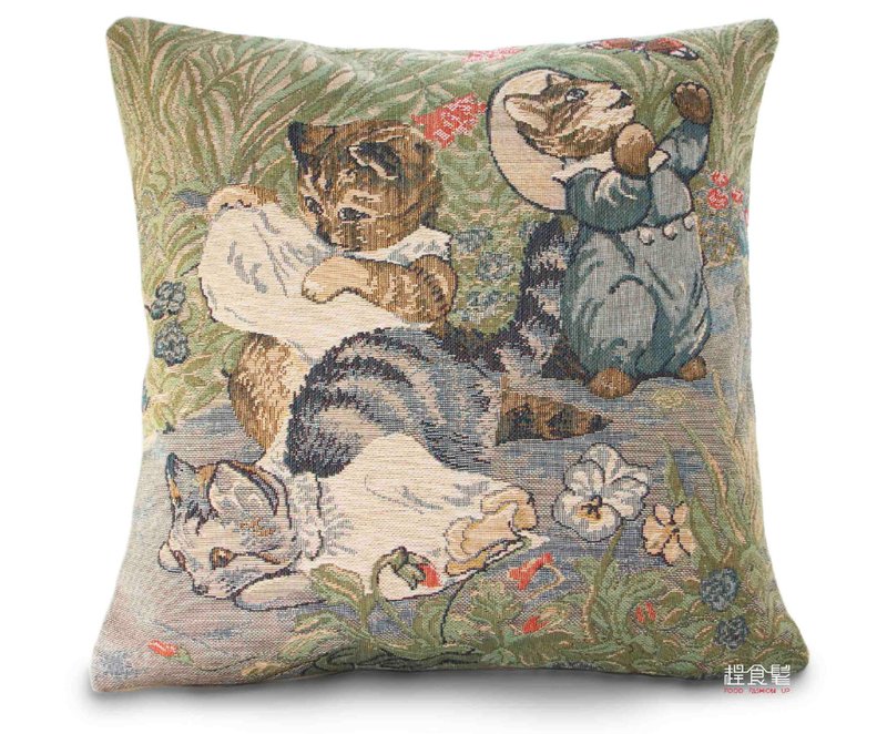 European Royal Jacquard Pillow Knitting Limited Edition 1 Peter Rabbit Troubled Kitten Genuine British Illustration - Pillows & Cushions - Cotton & Hemp 