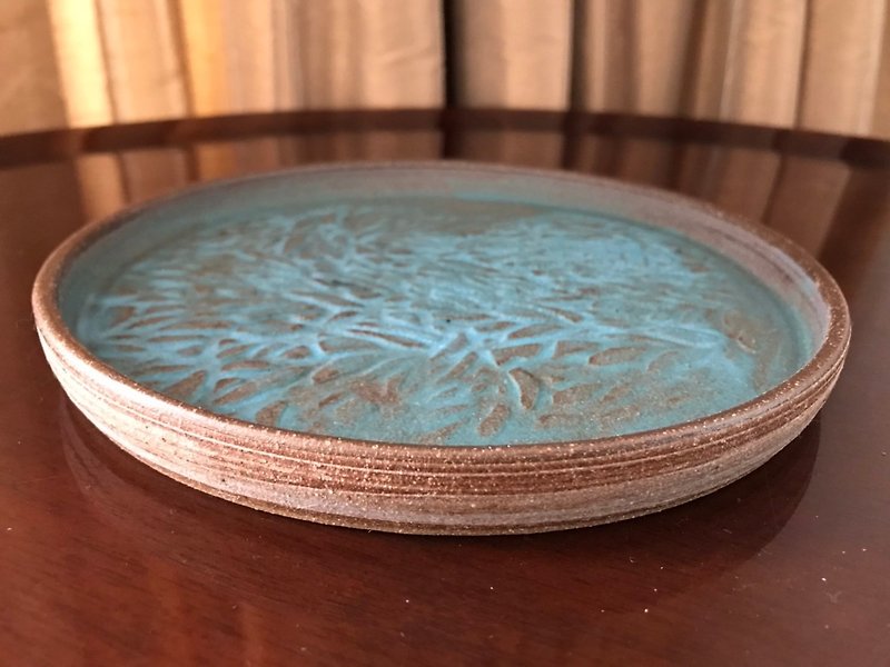 靛藍古彩釉面陶圓盤  陶器 碗盤器皿 芝士點心盤 點心盤 前菜盤 - 盤子/餐盤 - 陶 多色