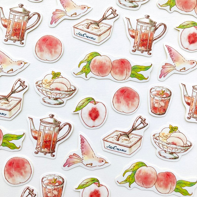 PeachMelbaフレークシール　桃と紅茶【32枚入】 - 貼紙 - 紙 粉紅色