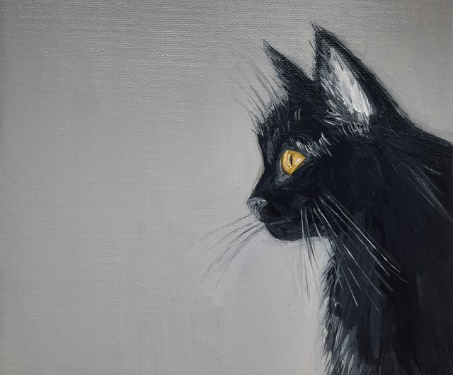 黒猫 油絵 絵画 原画 手描き 黒猫 油絵 猫 原画 ネコ 絵画 ねこ アート oilpainting