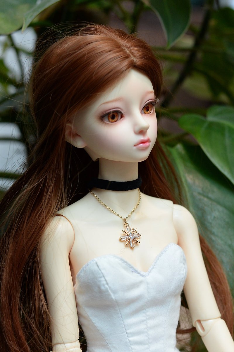 貴金屬 玩偶/公仔 白色 - Accessories for doll Bjd DD 1/3 Choker velvet crystal pendent