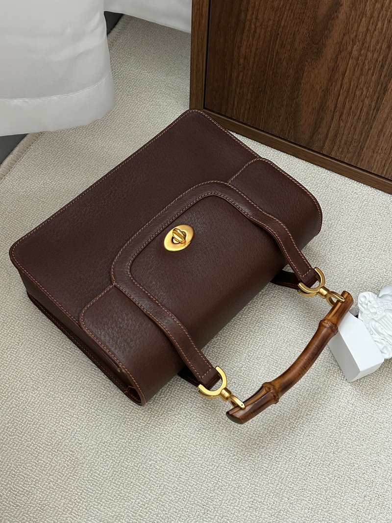 中古包 Gucci 古馳 竹節雙橋醫生包 - 手提包/手提袋 - 真皮 咖啡色