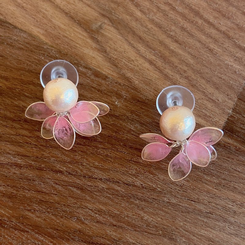 【AurorA百寶盒】A039─跳舞精靈─粉黃-耳針 - 耳環/耳夾/耳骨夾 - 樹脂 