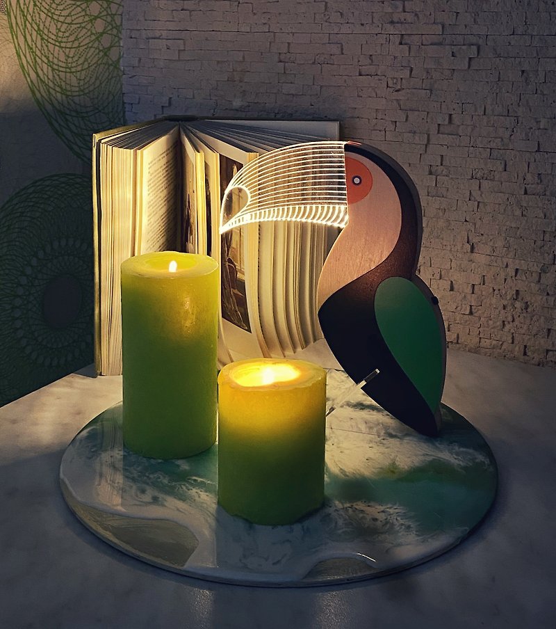 Portable lamp Toucan with rechargeable battery Sleeping night light - 燈具/燈飾 - 木頭 