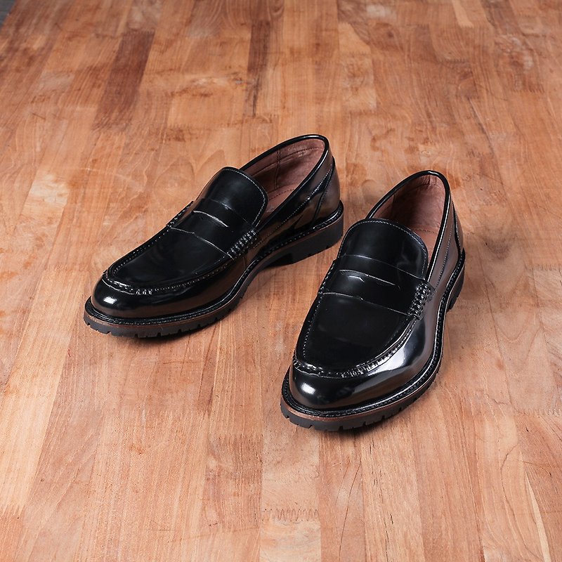 Vanger Street Tide Gentleman Love Flats-Va257 Black - รองเท้าลำลองผู้ชาย - หนังแท้ สีดำ