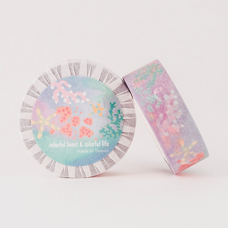 Washi Tape - Colorful Coral【Light Blue】 - มาสกิ้งเทป - กระดาษ 