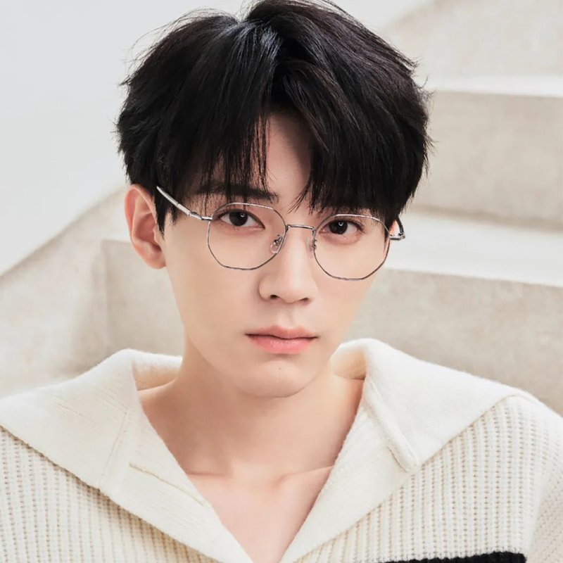 Latemon LA-52460 Stainless Steel Polygonal Frame Glasses - Endorsed by Zhou Yiran - กรอบแว่นตา - สแตนเลส สีดำ
