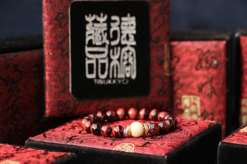 TIBUKKYO德榕藏品 原礦無染色紅虎眼石手珠8mm 新籽六道木 客製化佛珠設計 虎眼石