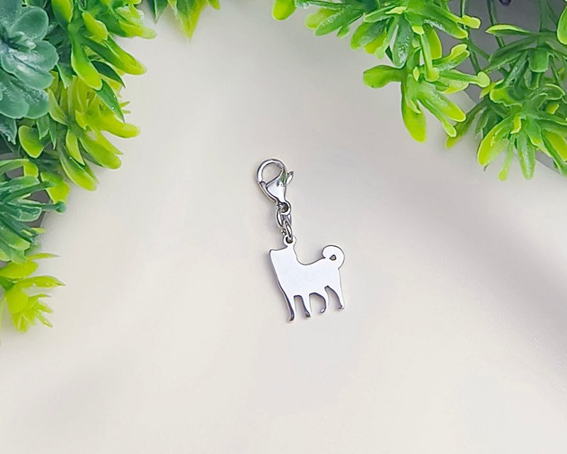 Allergy free - dog charms - Shiba Inu - Charms - Stainless Steel Silver