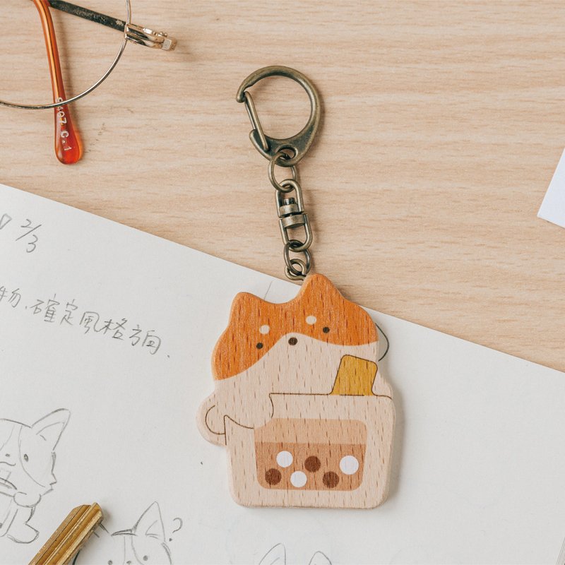 [Pocket Small WOOD Mirror-Pure Shiba Inu] Portable Mirror/Keychain/Style Pendant - ที่ห้อยกุญแจ - ไม้ หลากหลายสี