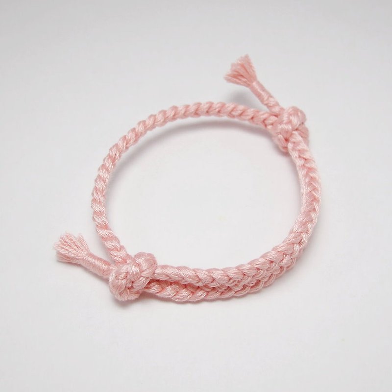 [MUCHU Mu Orange] Make a wish. Wishing woven bracelet / hand rope (761) Rose quartz powder - Bracelets - Cotton & Hemp Pink