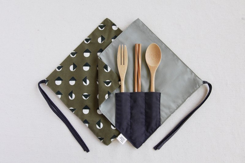 [One corner chopsticks set]-rice ball green - Cutlery & Flatware - Cotton & Hemp Green