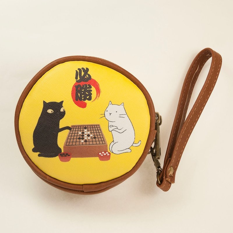 3 Cat's shop will win the Othello double-layer round coin purse (Illustrator: Miss Cat) - Coin Purses - Genuine Leather Multicolor