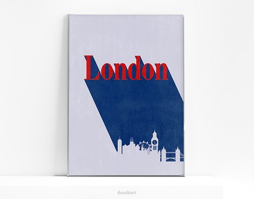 daashart London poster vintage Cityscape prints Printable wall art Mid century modern