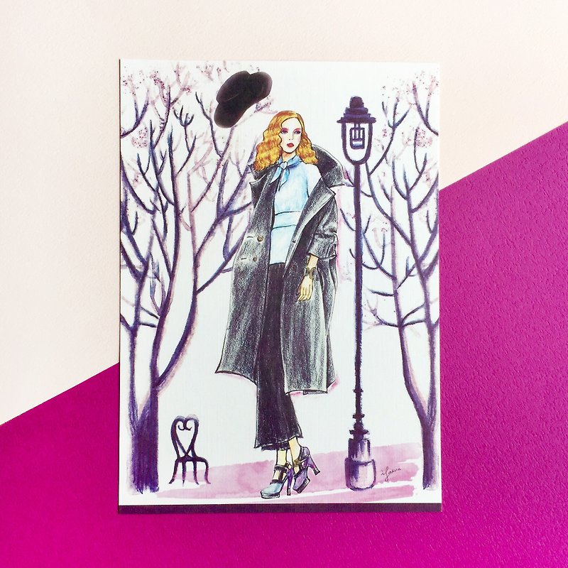 Fashion Illustration Postcard | Winter Violet
