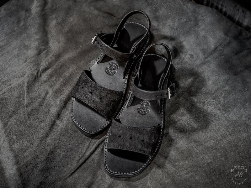 Leather Sandals 復刻法軍公發皮革涼鞋-黑色 - 涼鞋 - 真皮 多色