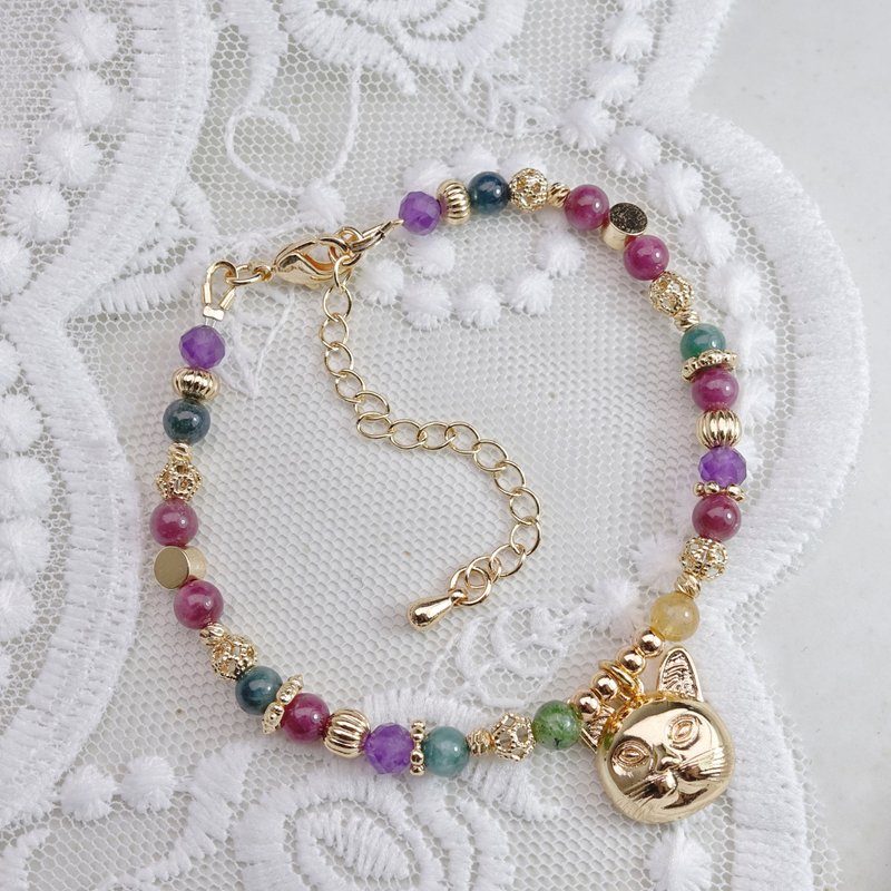 Crystal Mine Design Bracelet-Cat Cat Color Tourmaline Style - สร้อยข้อมือ - เครื่องประดับพลอย 