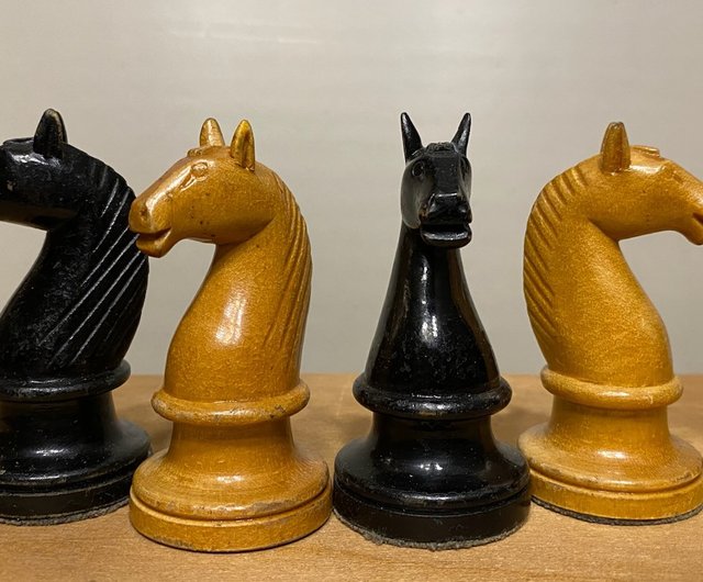 1933 Botvinnik Flohr-I Soviet Chess Set- Chess Pieces Only - Ebonised