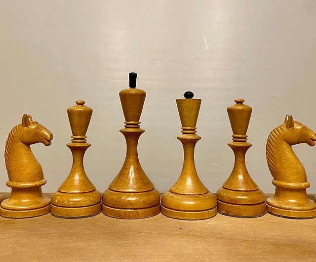 1933 Botvinnik Flohr-I Soviet Chess Set- Chess Pieces Only - Ebonised