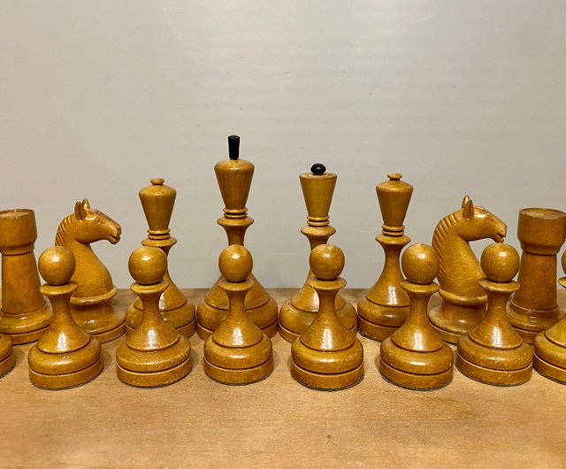 1933 Botvinnik Flohr-I Soviet Chess Set- Chess Pieces Only - Ebonised