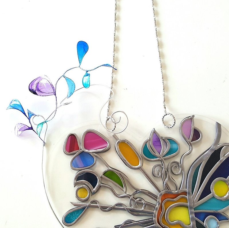 Glass Art Window Ornament Tinker Bell Heart - Wall Décor - Acrylic Multicolor