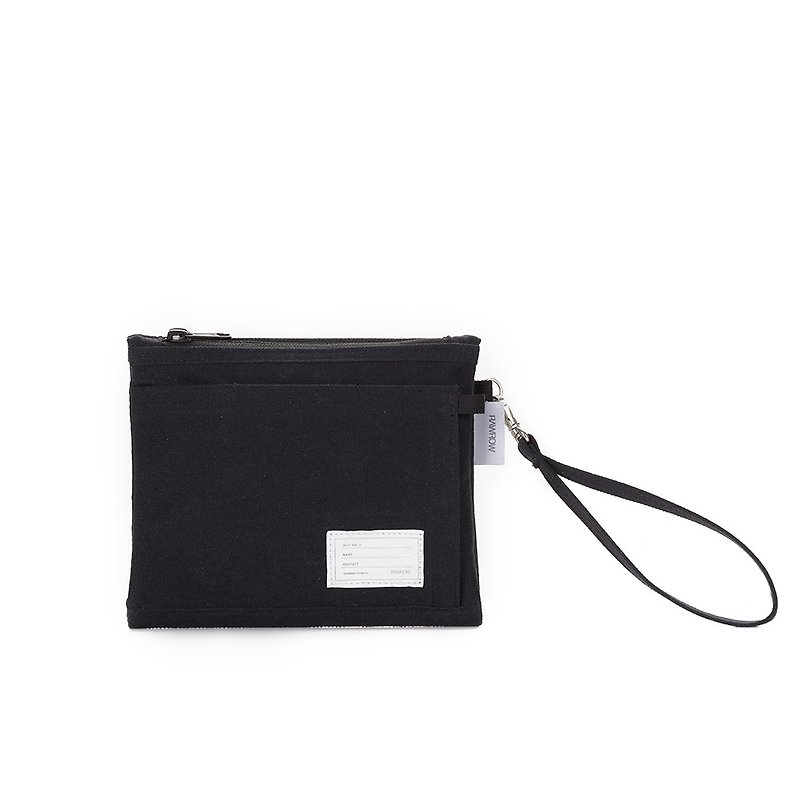 Inner bag series-pen bag storage bag (hand hold/storage)-black-RMD310BK - Clutch Bags - Cotton & Hemp Black