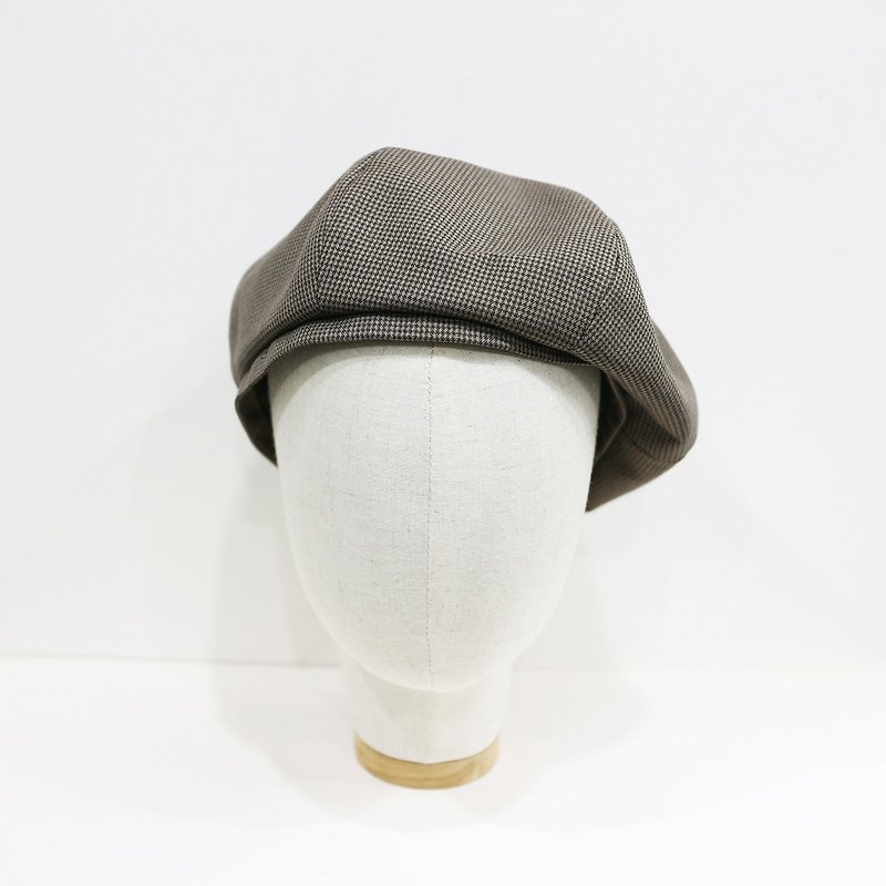 JOJA│Coffee Houndstooth Bailey / SM Adjustable / Beret / Painter Hat - Hats & Caps - Polyester Brown