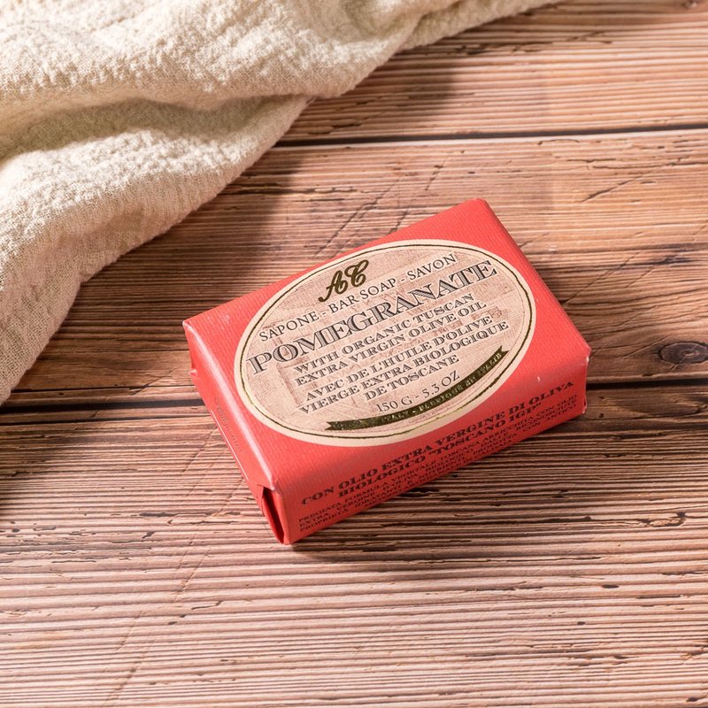 イタリアのオーガニックフレグランスハンドメイドソープ150g-ザクロ - 石けん - その他の素材 レッド