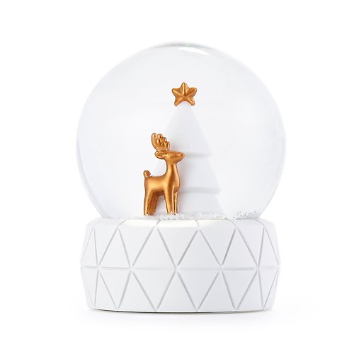 JARLL 讚爾藝術 極簡白金聖誕-小鹿 水晶球擺飾 情人節生日聖誕交換禮物居家療癒