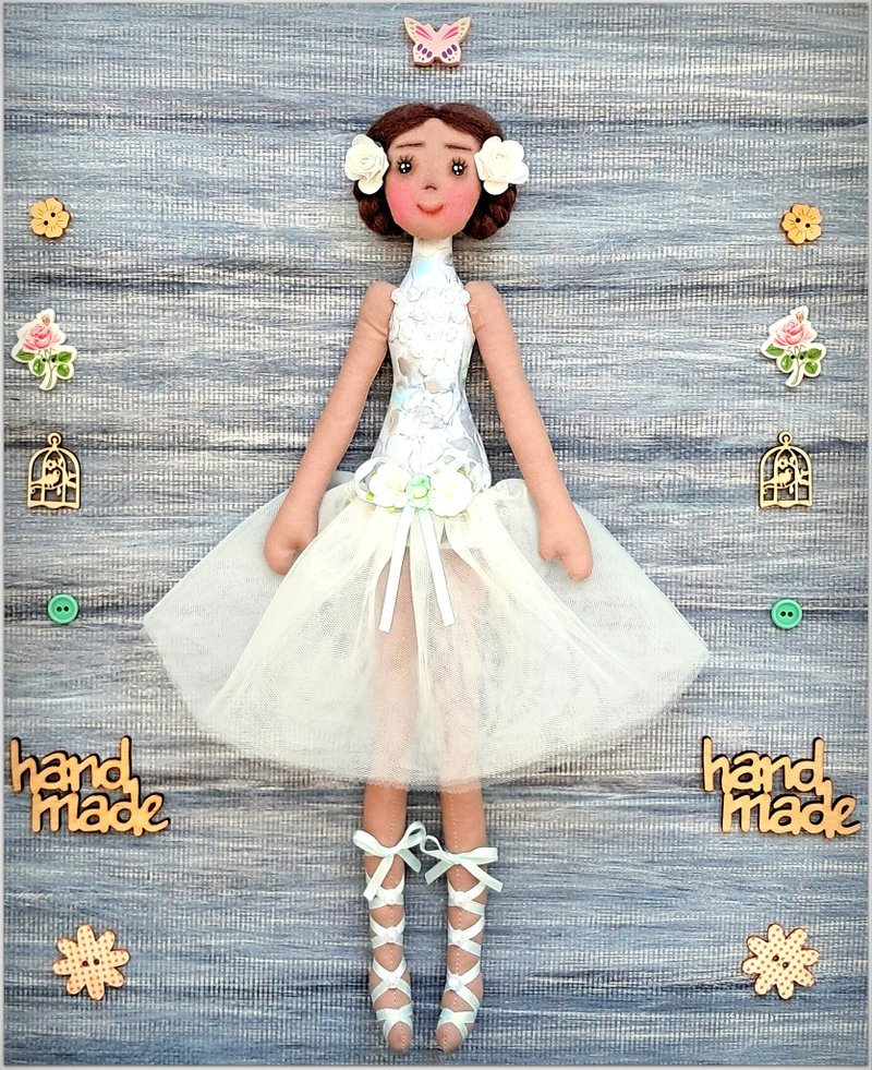 ballerina doll fabric doll-Cloth doll rag doll-stuffed doll softie soft doll - 公仔/玩偶 - 棉．麻 白色
