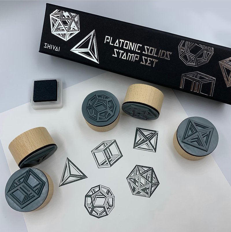 The Platonic Solids patterns are exquisite and easy to match - ตราปั๊ม/สแตมป์/หมึก - ไม้ สีกากี