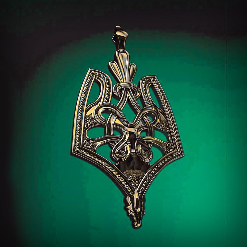 Ukraine trident bird necklace pendant,ukraine logo jewelry charm,ukraine emblem - 吊飾/掛飾 - 銅/黃銅 金色