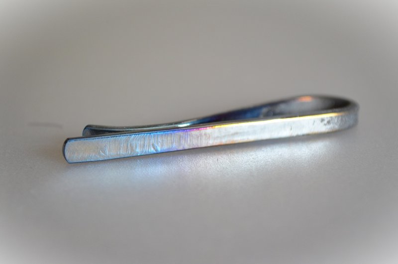 Titanium tie bar, forged pure titanium tie pin = well done = 52mm - Ties & Tie Clips - Other Metals Blue