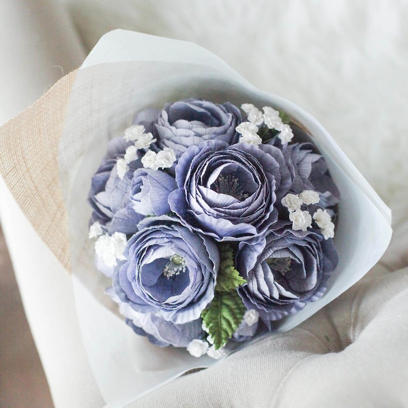Queen Rose Casual Valentine - Blue Prince ช่อดอกไม้วันวาเลนไทน์ - งานไม้/ไม้ไผ่/ตัดกระดาษ - กระดาษ สีน้ำเงิน