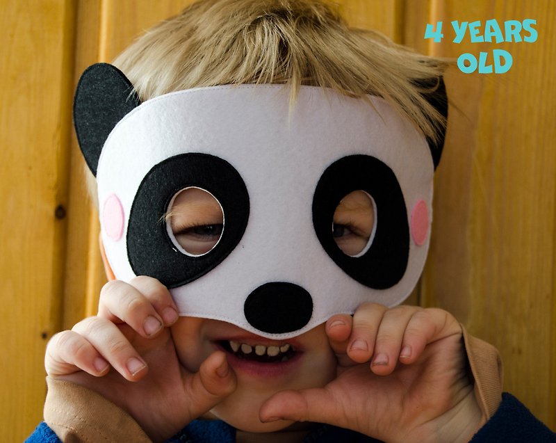 Panda mask from felt - ของเล่นเด็ก - วัสดุอีโค ขาว