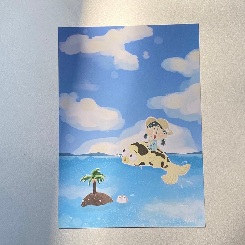 養魚要寫明信片-一起去海邊 - 卡片/明信片 - 紙 藍色