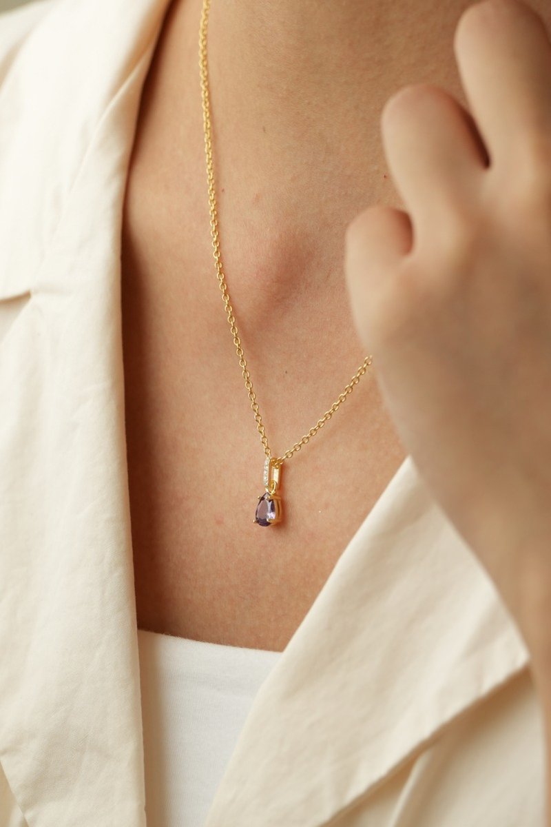 February birthstone amethyst necklace - สร้อยคอ - คริสตัล 