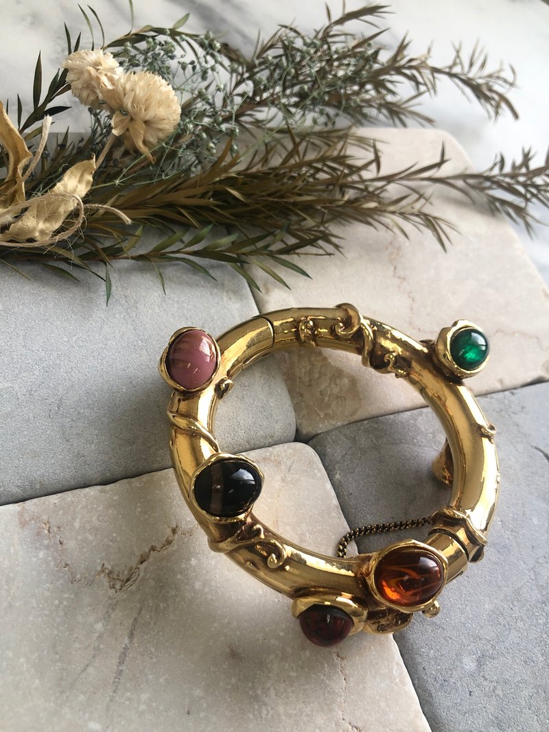 [Direct from Japan, branded used packaging] LOEWE bangle, gold, color stone, vintage, old, s5by3w - Bracelets - Other Materials Gold