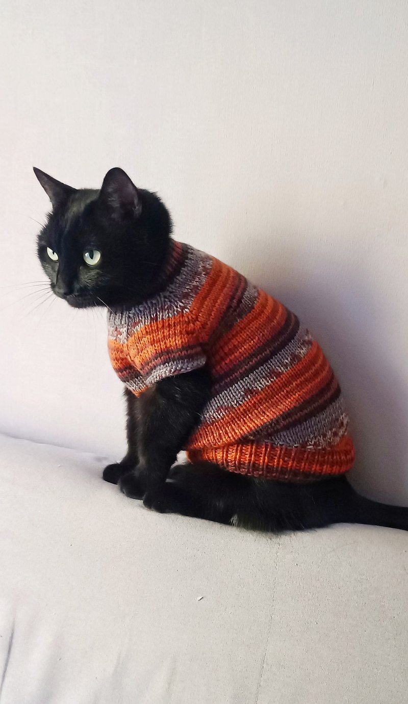 Cat sweater Jumper for cat  Sweater for dog clothing striped sweater for cat - ชุดสัตว์เลี้ยง - ขนแกะ 